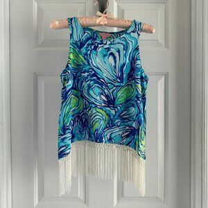 Lilly Pulitzer Sonya Top Sparkling Blue Oh Shucks, Size 0